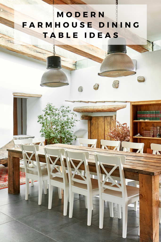 Modern Farmhouse Dining Room Ideas - Dining Room Table with white wood chairs