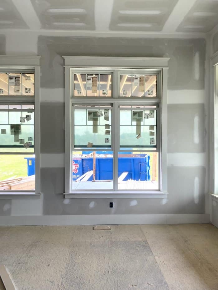 trim and window casing around a large window