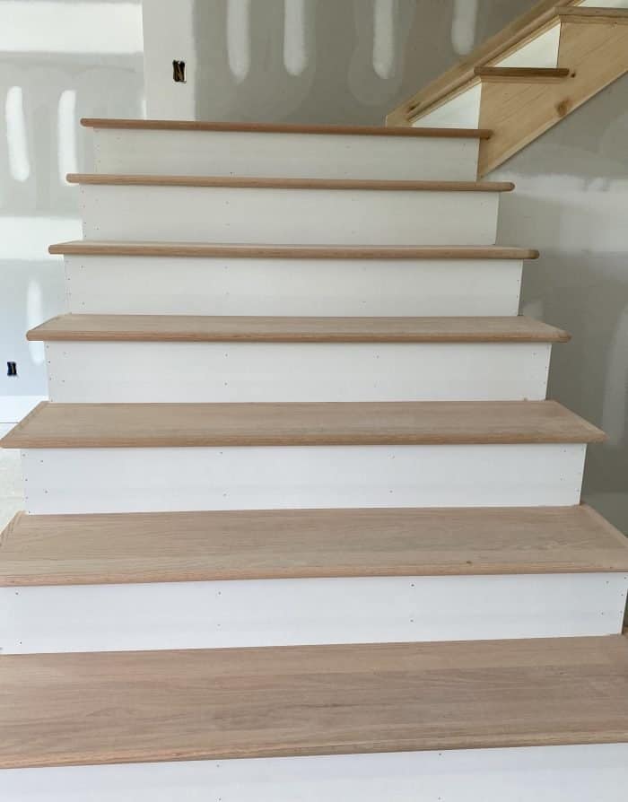 red oak staircase treads installed