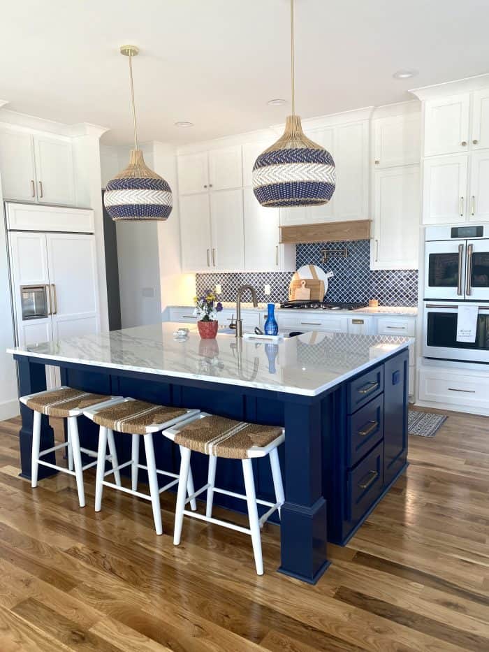 navy and white kitchen