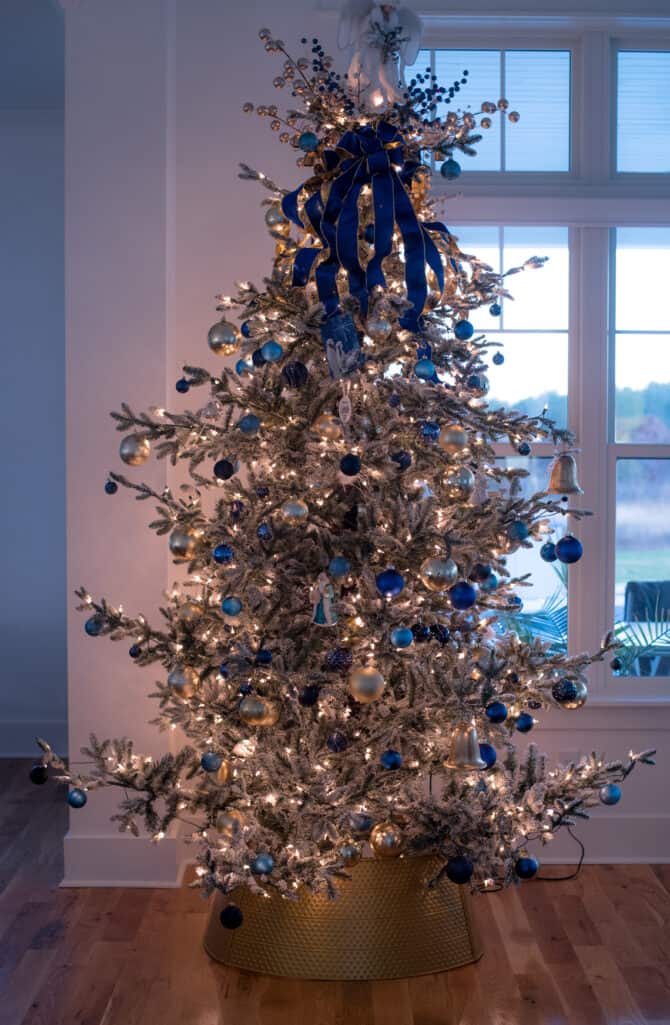 Full photo of 9 foot Aspen Pine flocked Christmas tree